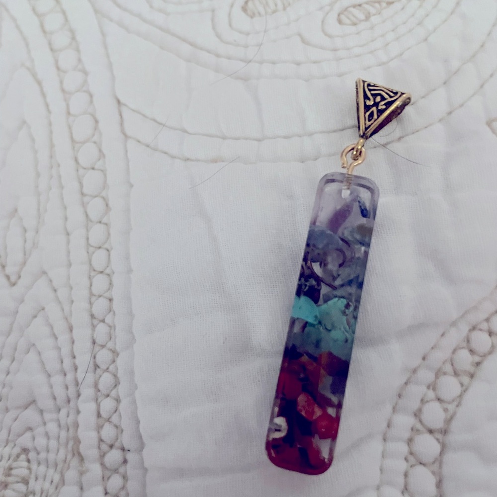 New 7 Charka Stone Orgonite Pendants Energy Chakra Reiki Healing Amulet